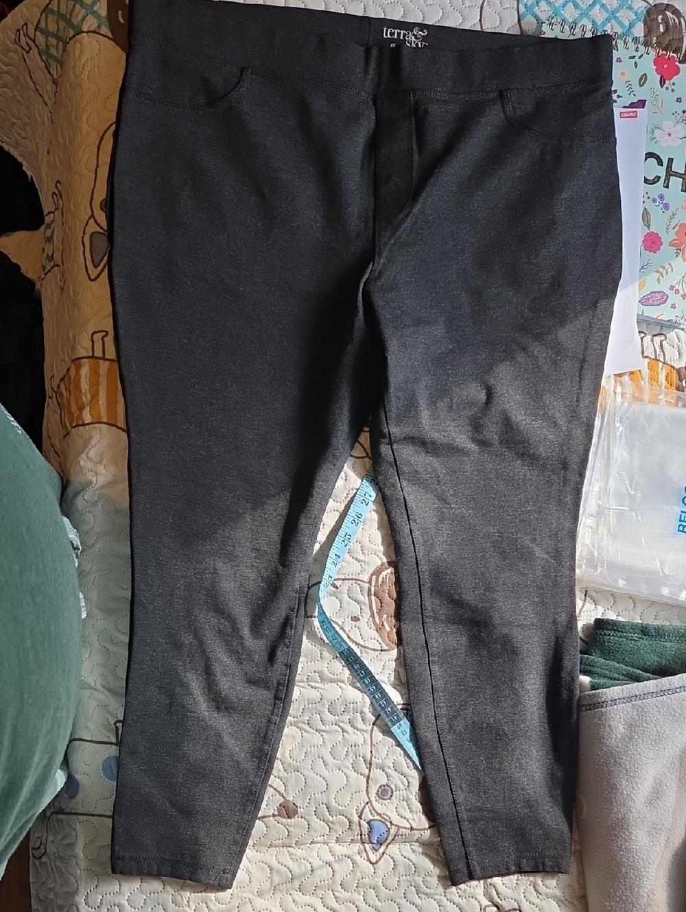 Terra & Sky Charcoal Grey Womens Knit Leggings/jegging-thicker Cotton Material